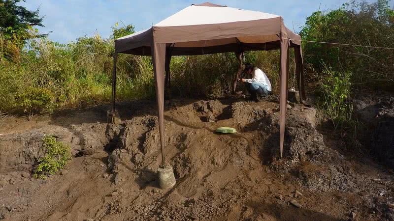 Cabana onde os arqueólogos se instalaram - Divulgação/Twitter/Mincyt_VE/07.09.2020