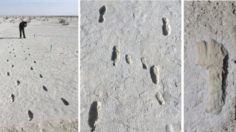 Fotografias das pegadas encontradas - Divulgação/ White Sands National Park