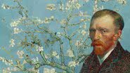 Autorretrato de Vincent van Gogh com a obra 'Amendoeira em Flor' ao fundo - Domínio Público via Wikimedia Commons