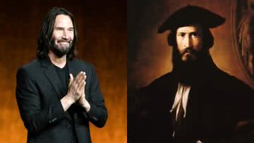 Keanu Reeves e autorretrato de Parmigianino, pintor do século 16 - Getty Images / Reprodução/Vídeo/YouTube