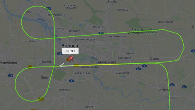 O desenho de pênis feito pelo piloto - Flightradar24