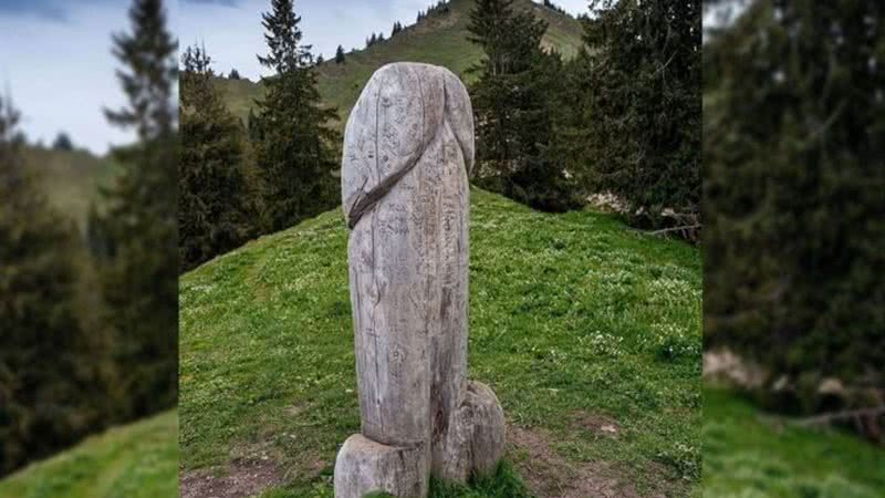 A estátua de Grünten posicionada no cume - Divulgação