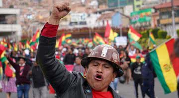 Operário boliviano em protesto contra a reeleição de Evo Morales - Getty Images