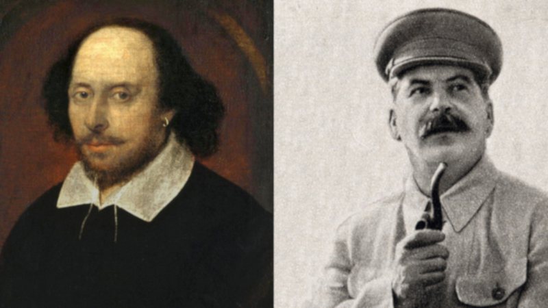 Retratos de Shakespeare e Stalin respectivamente - Creative Commons