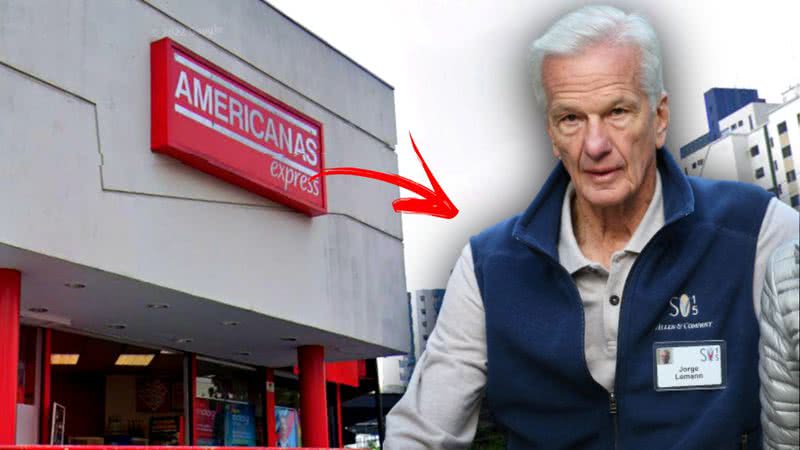 Jorge Paulo Lemann em montagem com fachada de Lojas Americanas - Getty Images / Google Street View