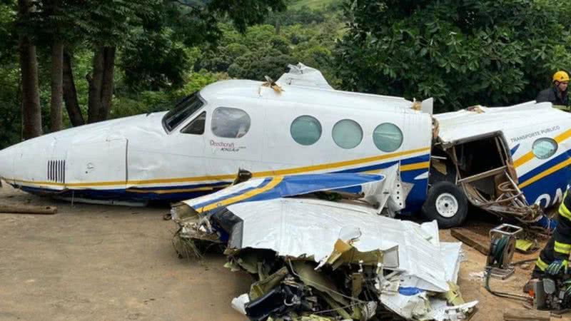 Avião envolvido no acidente que tirou a vida de Marília Mendonça - Divulgação/Polícia Militar/ G1