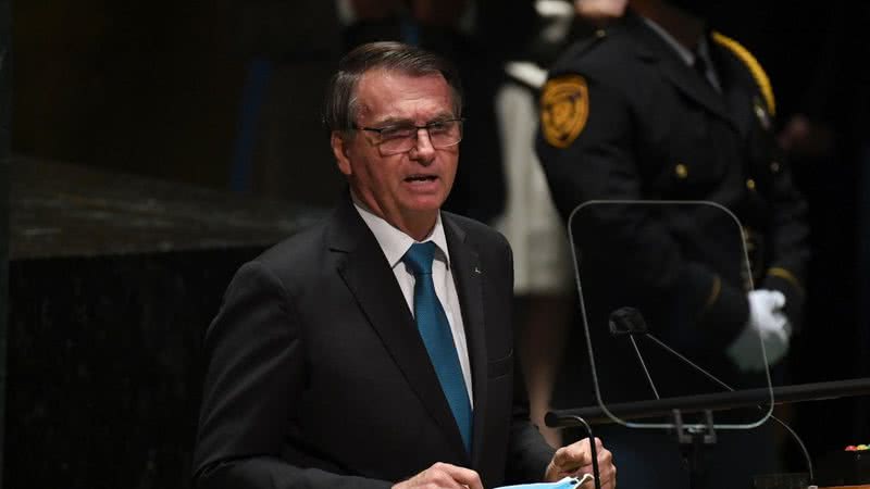 Bolsonaro discursando em Nova York - Getty Images