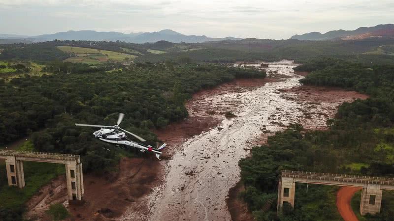 Visão aérea do rompimento da barragem em Brumadinho - Getty Images