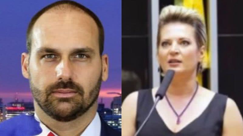 Montagem com fotografia de Eduardo Bolsonaro e Joice Hasselmann - Divulgação/Twitter