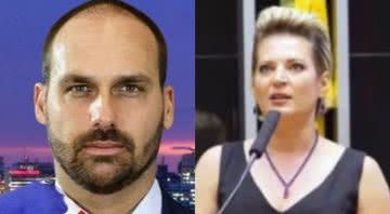 Montagem com fotografia de Eduardo Bolsonaro e Joice Hasselmann - Divulgação/Twitter