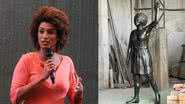 Montagem mostrando Marielle Franco e sua estátua - Divulgação/ Alerj/ Guilherme Cunha e Divulgação/ Instituto Marielle Franco