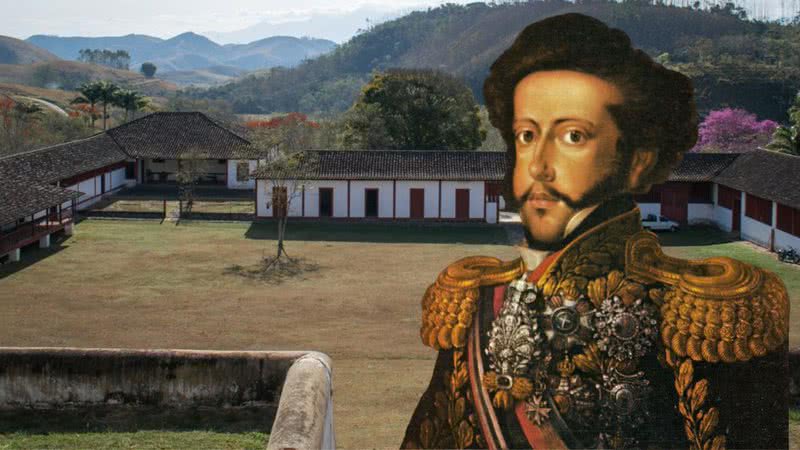 Montagem de Dom Pedro I com fundo da paisagem na Fazenda Pau D'Alho - Divulgação / Lettera Comunicação