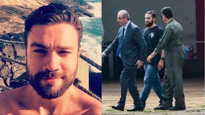 'Hipster da Federal' em praia e durante condução do então deputado Eduardo Cunha - Divulgação / Redes sociais (esq.) / Wilson Dias / Agência Brasil (dir.)