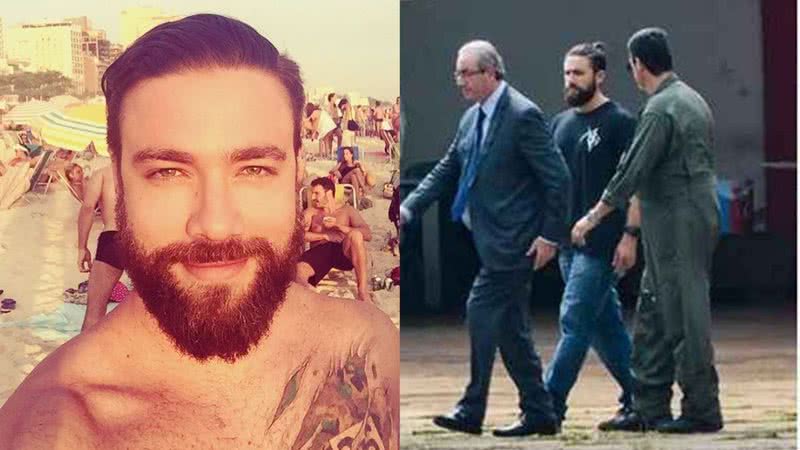 'Hipster da Federal' em praia e durante condução do então deputado Eduardo Cunha - Divulgação / Redes sociais (esq.) / Wilson Dias / Agência Brasil (dir.)