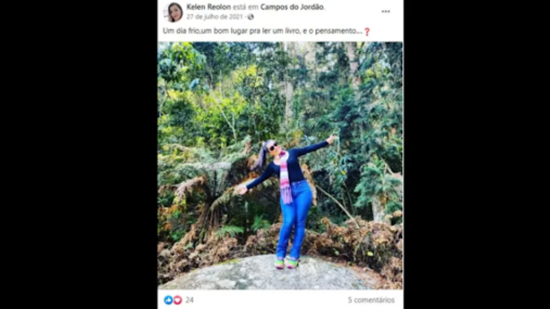 A presa Kelen Reolon de Souza em Campos do Jordão (SP) - Divulgação / Facebook