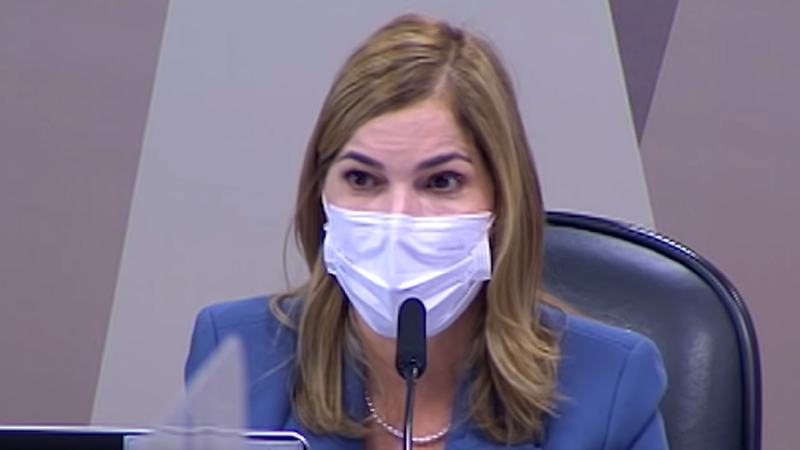 Mayra Pinheiro durante a CPI da Covid, em 2021 - Divulgação / Youtube (TV Senado)