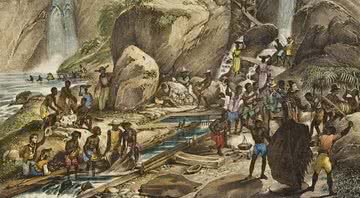 Gravura de J.M. Rugendas sobre a mineração de ouro no Brasil - Wikimedia Commons