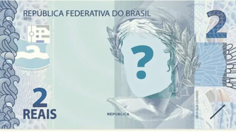 Nota de dois reais com um ponto de interrogação sobrepondo o rosto da efígie - Divulgação / Banco Central