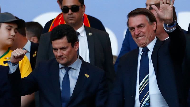 Sérgio Moro e Jair Bolsonaro na Copa América (2019) - Getty Images