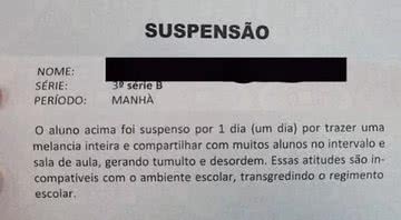 Fotografia registra suspensão por distribuir melancia - Divulgação / TV Globo