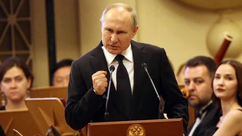 Vladimir Putin, presidente da Rússia, em discurso - Getty Images