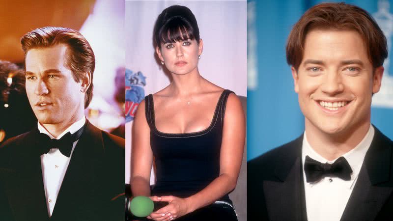 Montagem com as fotos de Val Kilmer, Demi Moore e Brendan Fraser - Getty Images