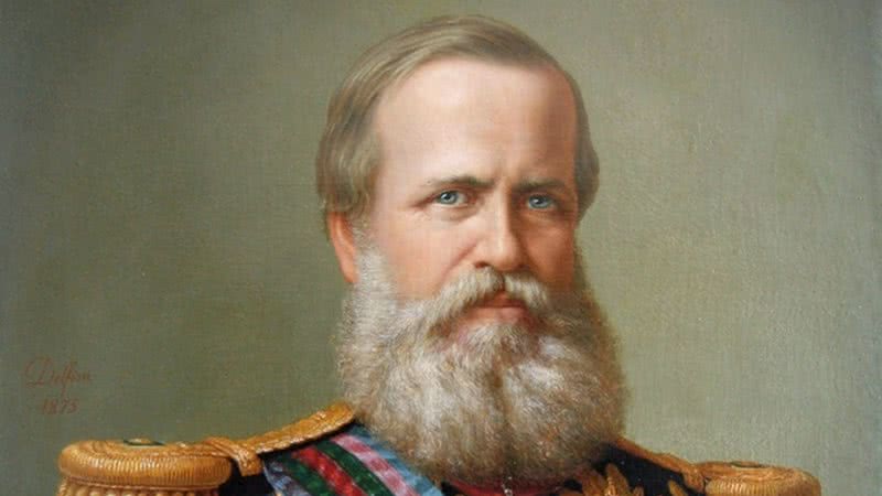 D. Pedro II em pintura oficial - Domínio Público