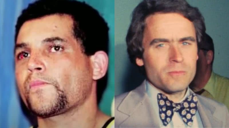 Montagem do Maníaco do Parque ao lado do serial killer Ted Bundy - Creative Commons/Youtube/Brasil Urgente/Amazon Prime