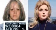 Susan, em sua mugshot no ano de 2001 (à esq.) e a atriz Sharon Tate em ensaio fotográfico (à dir.) - Divulgação