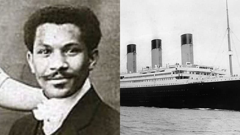 Joseph Laroche (à dir.) e o navio RMS Titanic (à dir.) - Domínio Público, via Wikimedia Commons