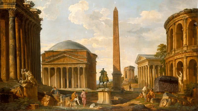 Pintura mostra O Panteão e outros monumentos de Roma - Wikimedia Commons/Giovanni Paolo Panini