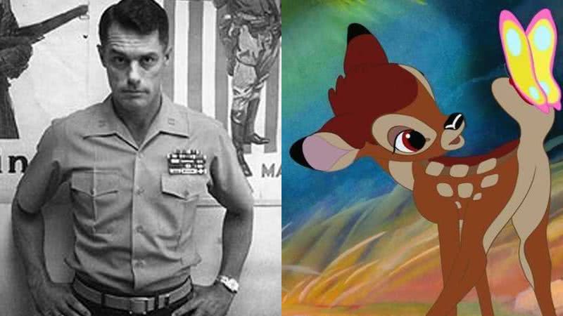 O jovem Donnie Dunagan e cena da animação 'Bambi' - Divulgação/Acervo Pessoal/Donnie e Dana Dunagan e Divulgação/Disney