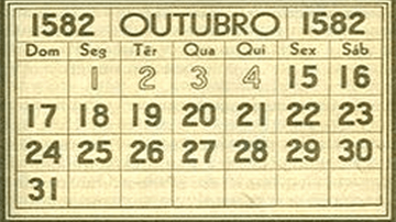 O calendário de outubro de 1582 - Domínio Público via Wikimedia Commons