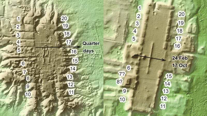 Imagens de varredura aérea de dois sítios arqueológicos da costa sul do Golfo do México - Reprodução/Ivan Šprajc et. al