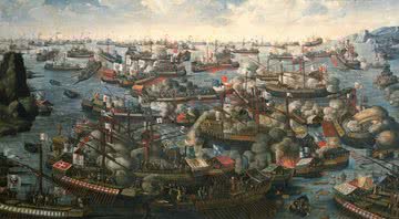 A Batalha de Lepanto (1571), importante conflito entre os turcos e a Ordem de Malta - Wikimedia Commons