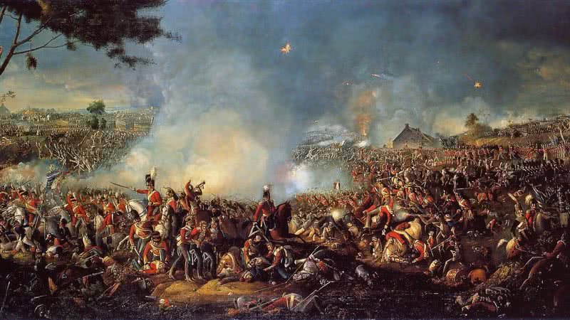 Pintura da Batalha de Waterloo de 1815 - William Sadler/ Domínio Público via Wikimedia Commons