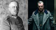 Montagem de Erich Ludendorff da vida real (esq.) ao lado do personagem do filme (dir.) - Creative Commons/Warner Bros. Pictures