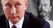 O presidente russo Vladimir Putin e o Czar Nicolau II - Getty Images e Wikimedia Commons