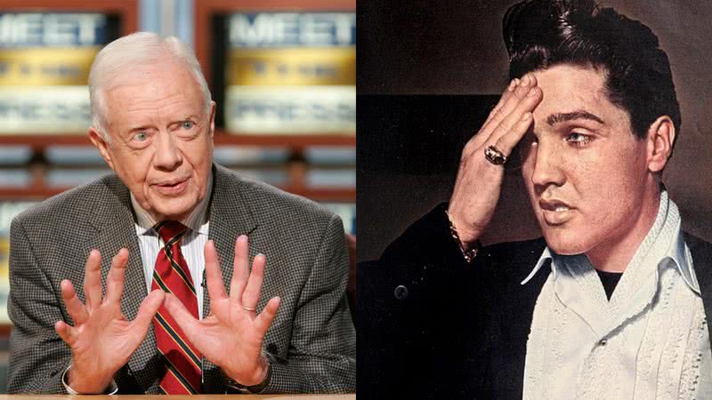 Colagem com Jimmy Carter, ex-presidente dos Estados Unidos, e Elvis Presley, o 'rei do rock' - Getty Images / Foto por Dell Publishing pelo Wikimedia Commons