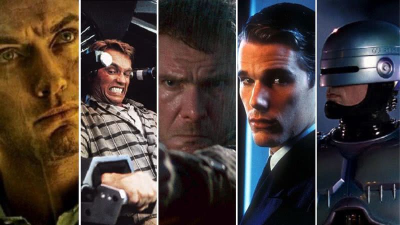 Cenas dos filmes Contágio, Total Recall, Blade Runner, Gattaca e RoboCop - Divulgação