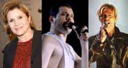 Carrie Fisher, Freddie Mercury e David Bowie - Divulgação/Youtube/VIDEO REMASTER ITA/23.12.2018 / Getty Images