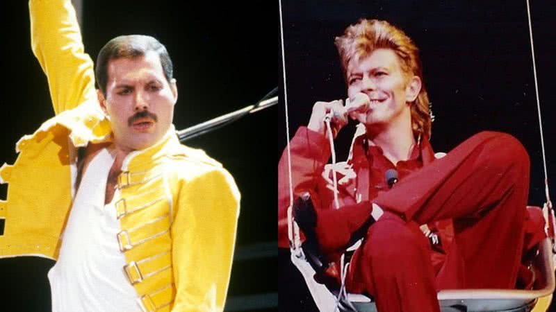 Freddie Mercury e David Bowie, respectivamente - Getty Images - Wikimedia Commons