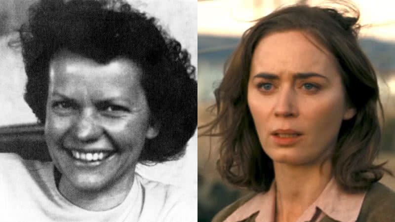 Katherine "Kitty" Oppenheimer, esposa de J. Robert Oppenheimer, e sua versão no recente filme de Christopher Nolan, interpretada por Emily Blunt - Divulgação/Atomic Heritage Foundation / Reprodução/Universal Pictures