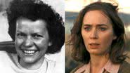 Katherine "Kitty" Oppenheimer, esposa de J. Robert Oppenheimer, e sua versão no recente filme de Christopher Nolan, interpretada por Emily Blunt - Divulgação/Atomic Heritage Foundation / Reprodução/Universal Pictures