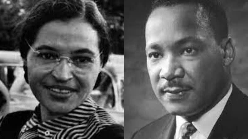 Rosa Parks (à esqu.) e Martin Luther King Jr. (à dir.) - Wikimedia Commons