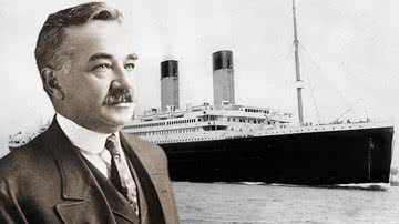 Montagem mostrando Milton Hershey e o RMS Titanic - Domínio Público