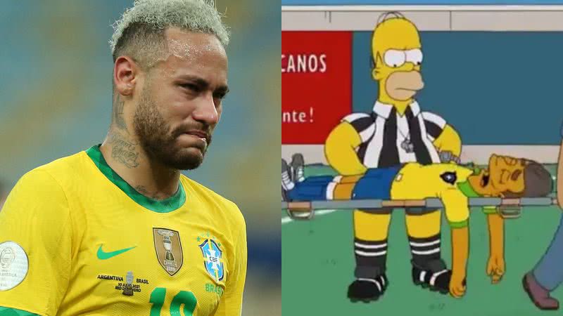 Neymar à esquerda e 'Os Simpsons' à direita - Getty Images e Reprodução/Vídeo