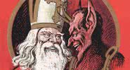 Representação do São Nicolau ao lado de Krampus - Domínio Público/ Creative Commons/ Wikimedia Commons