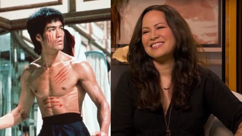 Montagem mostrando Bruce Lee à esquerda e sua filha, Shannon Emery Lee, à direita - Divulgação/ Warner Bros e Divulgação/ Youtube