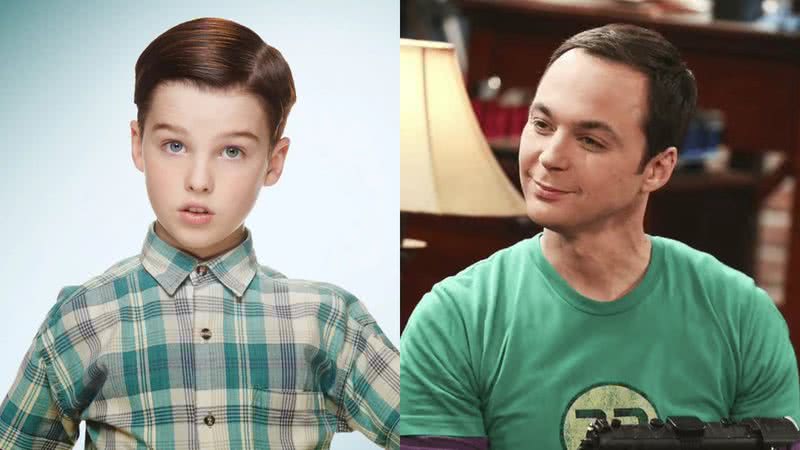 Iain Armitage como Sheldon e Jim Parsons como o personagem - Divulgação / CBS